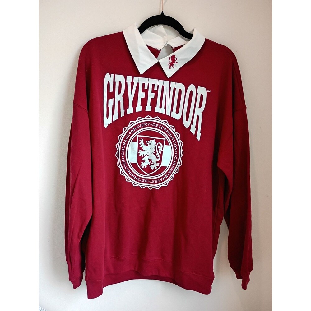 Harry Potter Gryffindor Red Sweatshirt With White Collar XL Cotton Blend Wizard